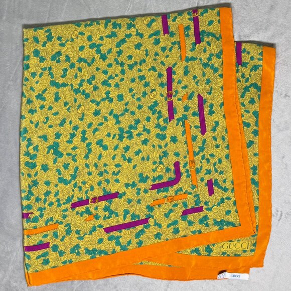 Gucci Silk Leaf Print Scarf - Picture 2 of 7